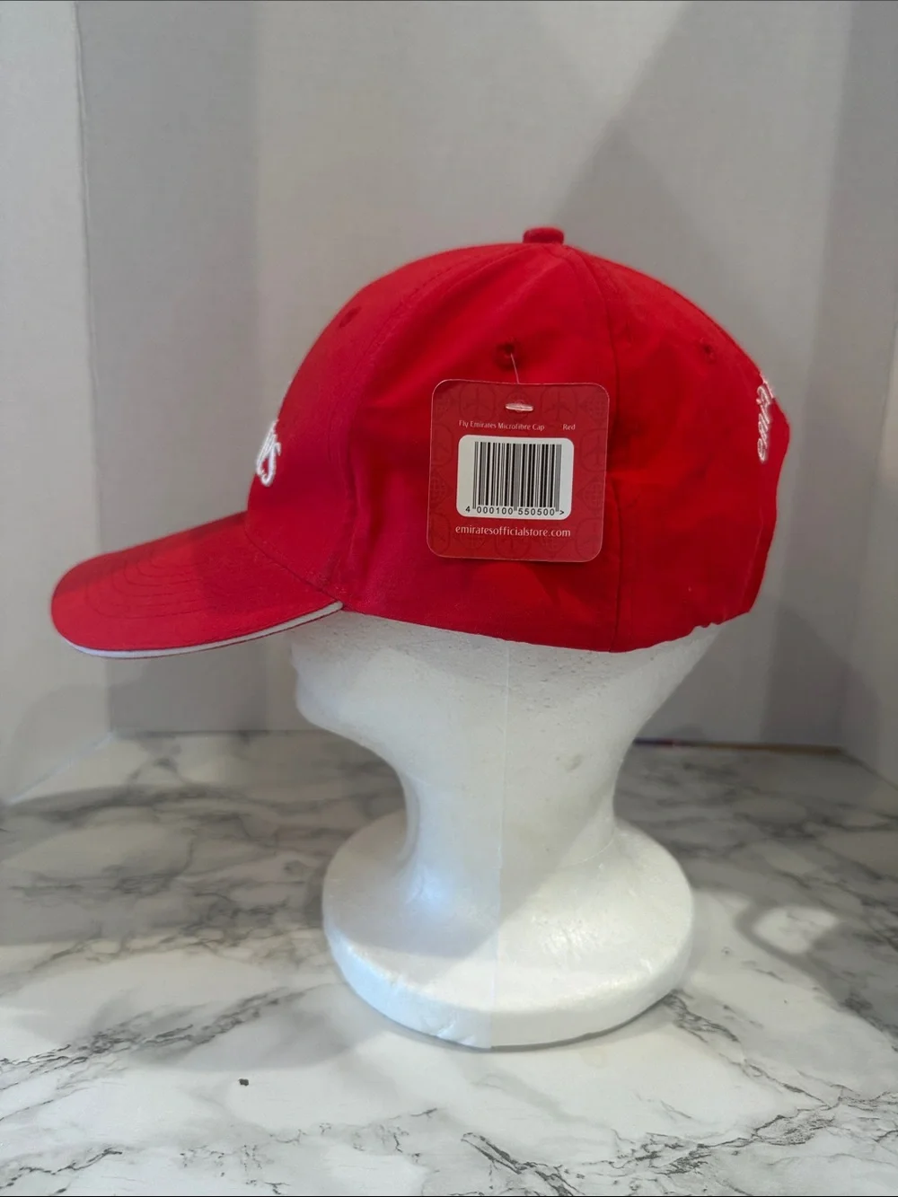 Adjustable Red Fly Emirates Baseball Cap NEW White Embroidery One Size Fits Most